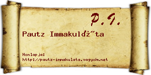 Pautz Immakuláta névjegykártya